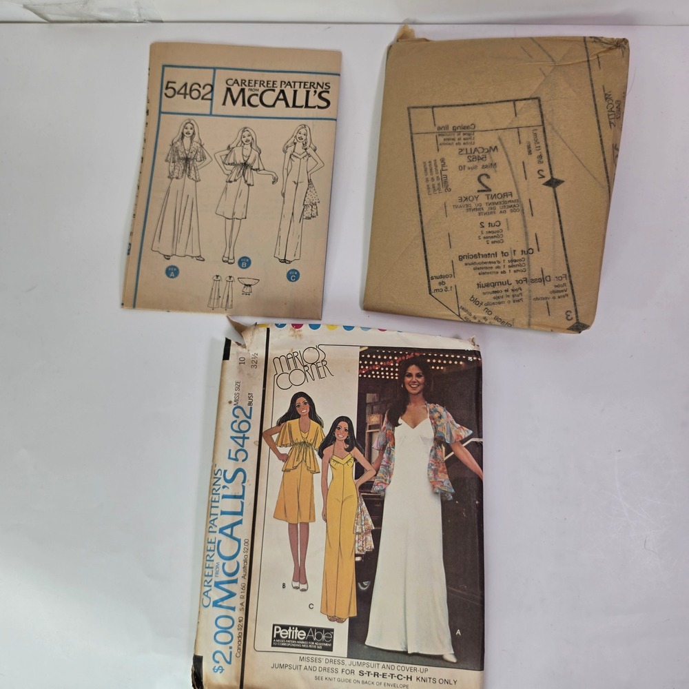 VTG 1977 McCalls 5462 Jumpsuit Halter Dress Cover Up Sewing Pattern Size 10